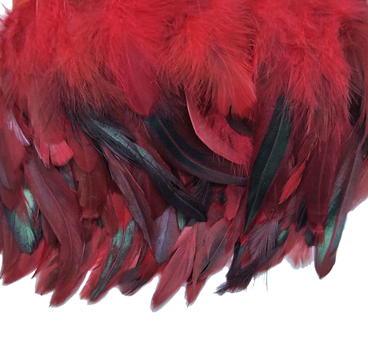 Rooster Feather Fringe for Costume - Mixed Red