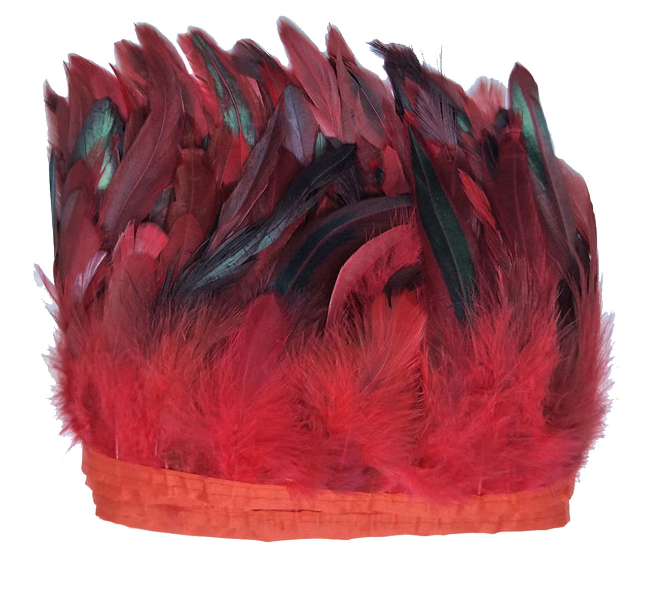 Rooster Feather Fringe for Costume - Mixed Red