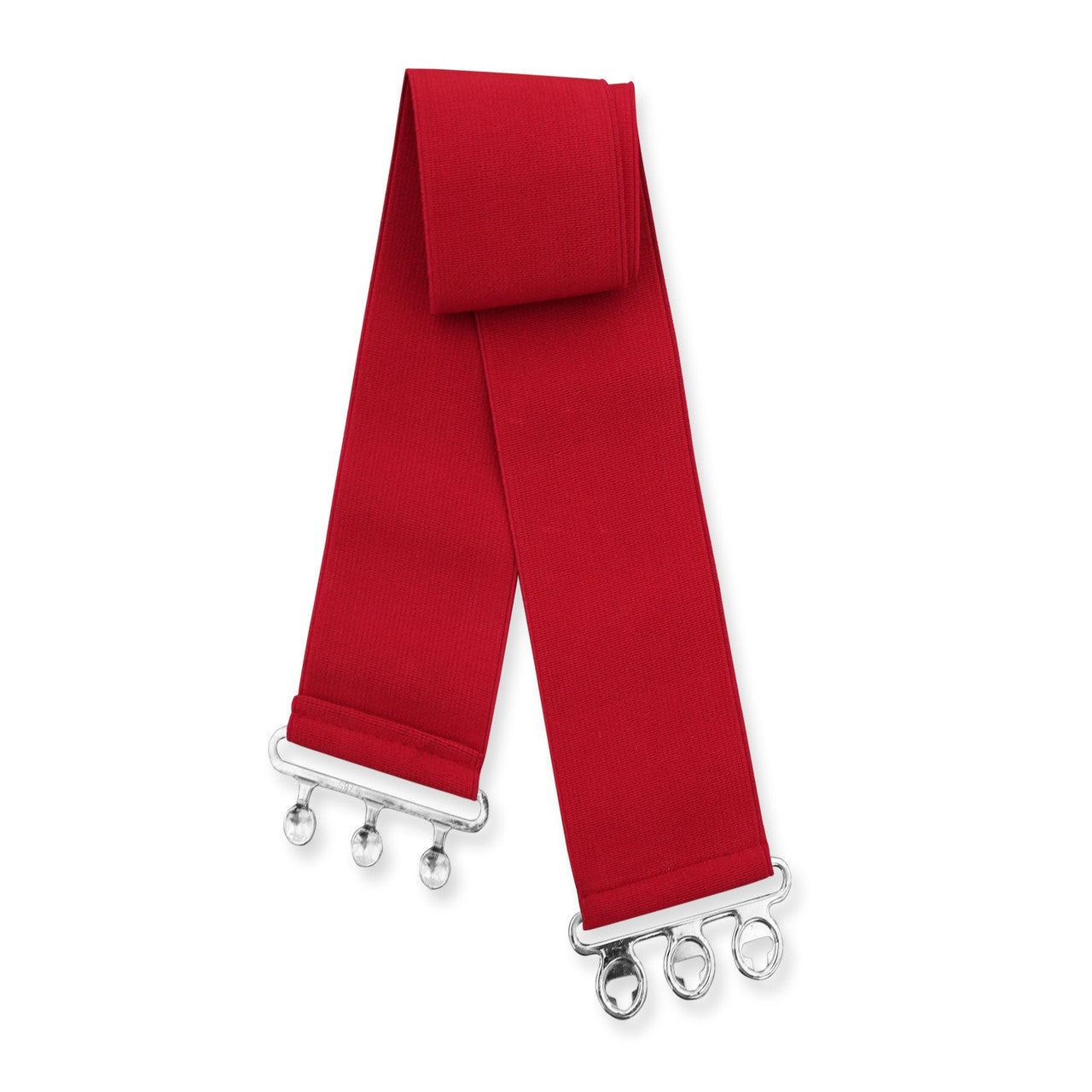 Elasticated Hooks Belt (Silver Buckle) - Red