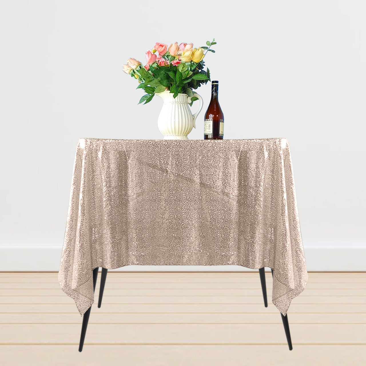 Sequin Sparkly Square Tablecloth - Rose Gold