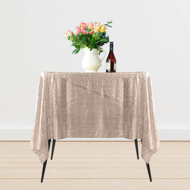 Sequin Sparkly Square Tablecloth - Rose Gold