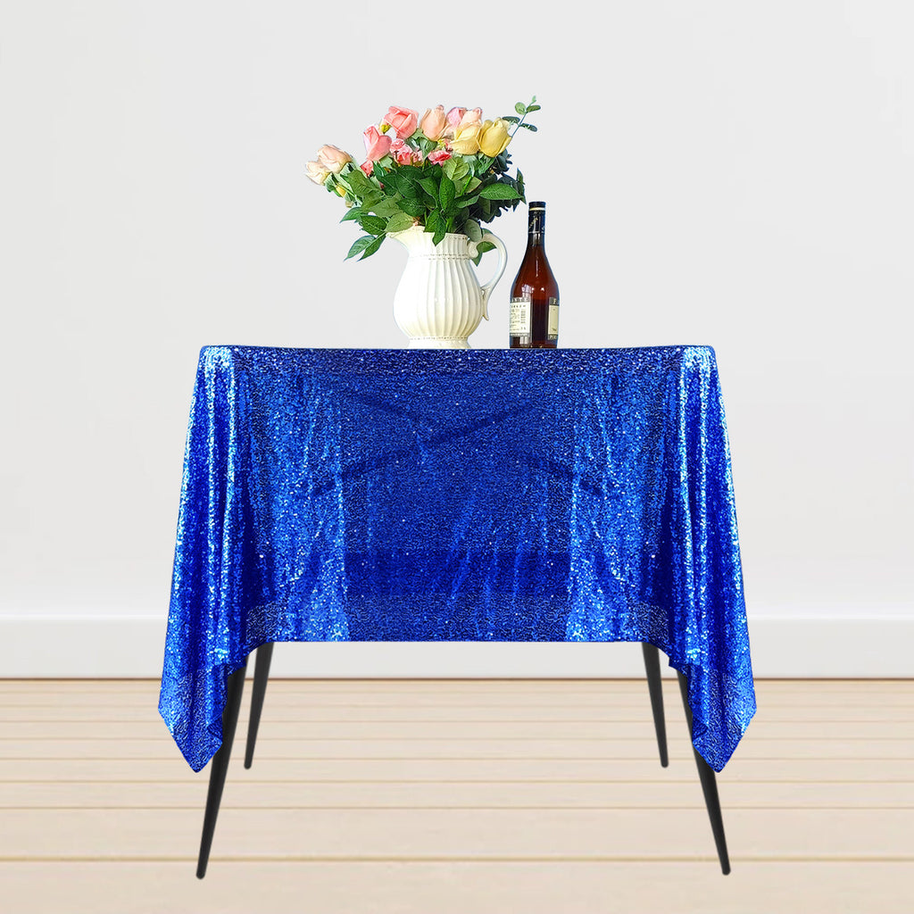 Sequin Sparkly Square Tablecloth - Royal Blue