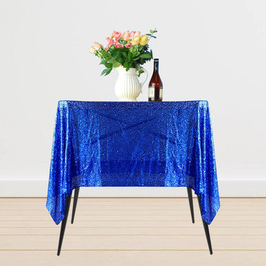 Sequin Sparkly Square Tablecloth - Royal Blue