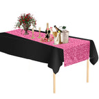 Plastic Table Cloth And Baby Pink Sequin Table Runner Set - 2 pcs