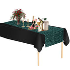 Plastic Table Cloth And Emerald Green Sequin Table Runner Set - 2pcs