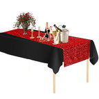 Plastic Table Cloth And Red Sequin Table Runner Set - 2pcs