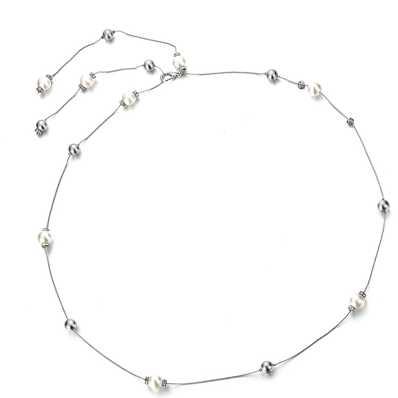Silver Belt with Pearl Beads