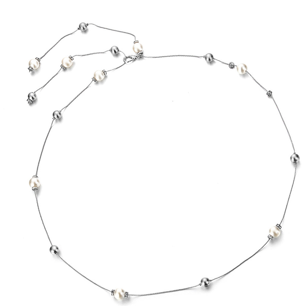 Silver Belt with Pearl Beads