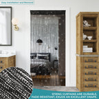 Shiny String Curtain Panel - Black