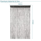 Shiny String Curtain Panel - Black
