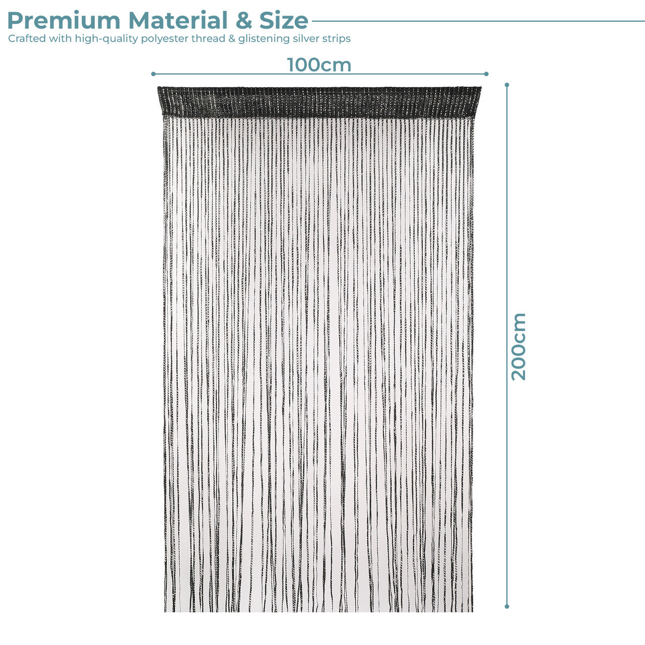 Shiny String Curtain Panel - Black