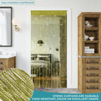 Shiny String Curtain Panel - Apple Green