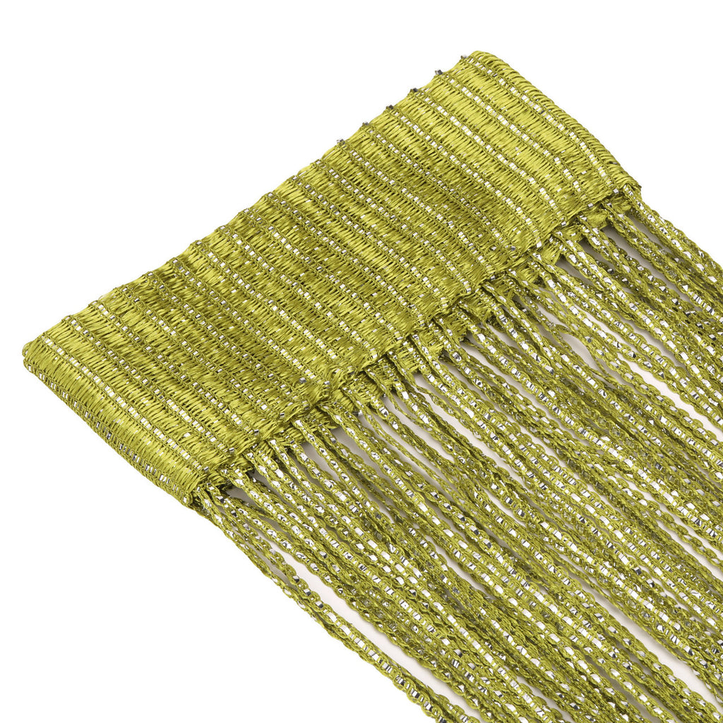 Shiny String Curtain Panel - Apple Green