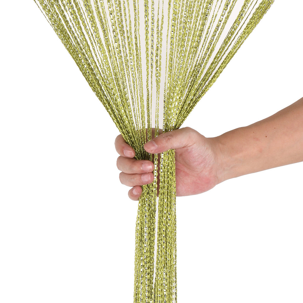 Shiny String Curtain Panel - Apple Green