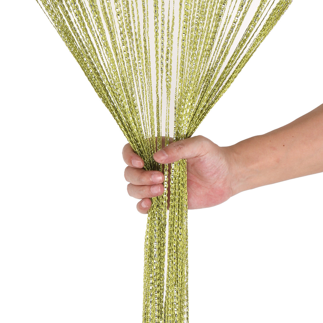 Shiny String Curtain Panel - Apple Green
