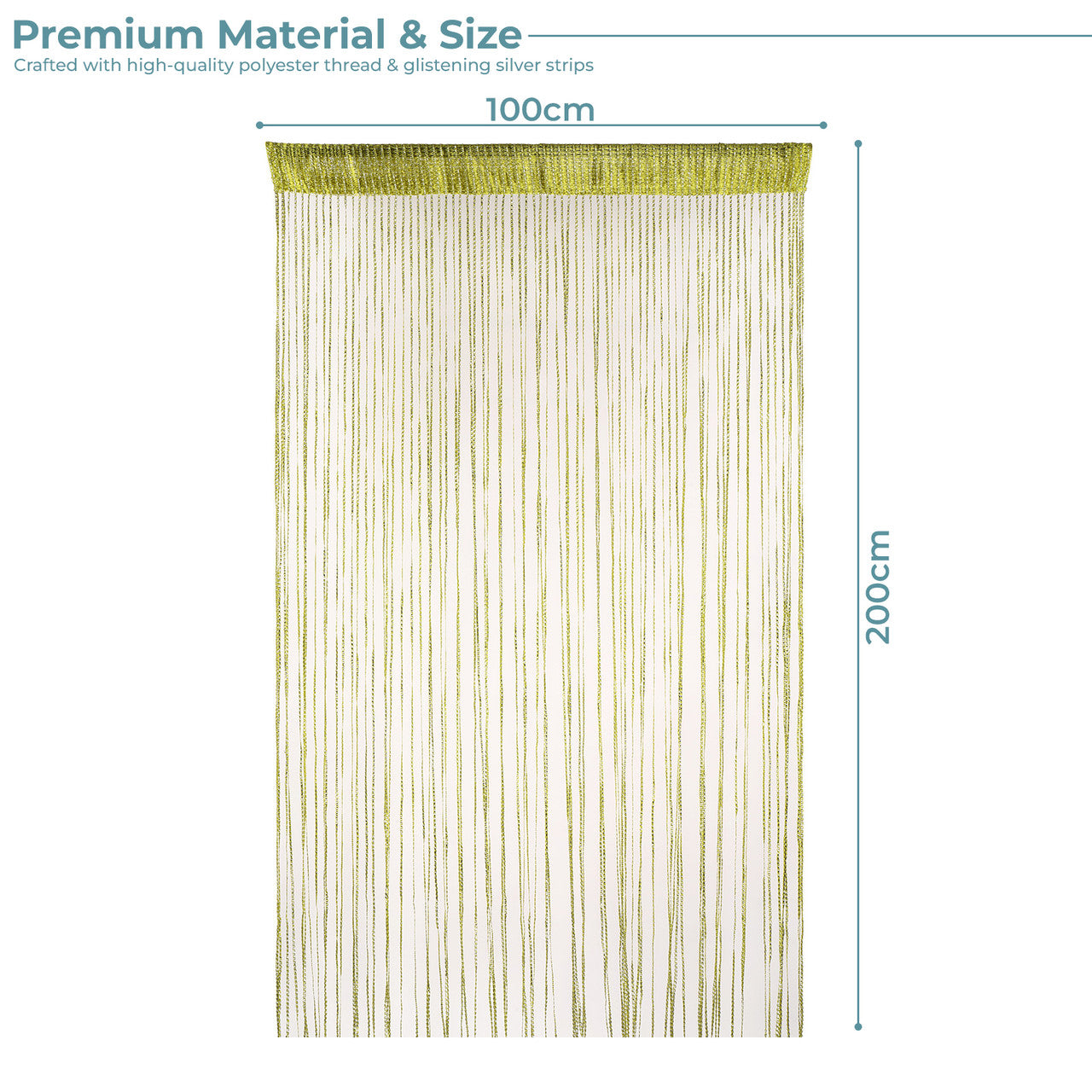 Shiny String Curtain Panel - Apple Green