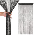 Shiny String Curtain Panel - Black