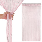 Shiny String Curtain Panel - Baby Pink
