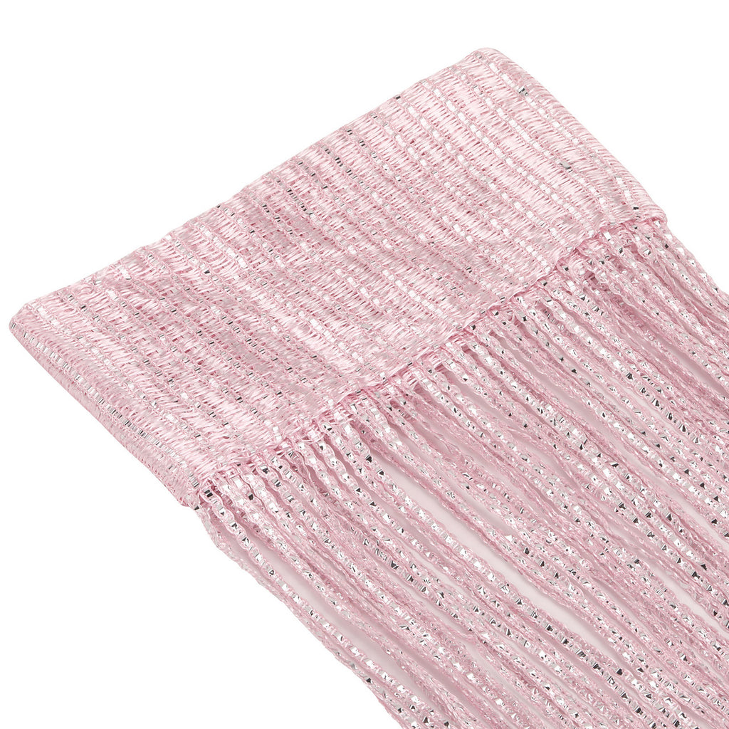 Shiny String Curtain Panel - Baby Pink