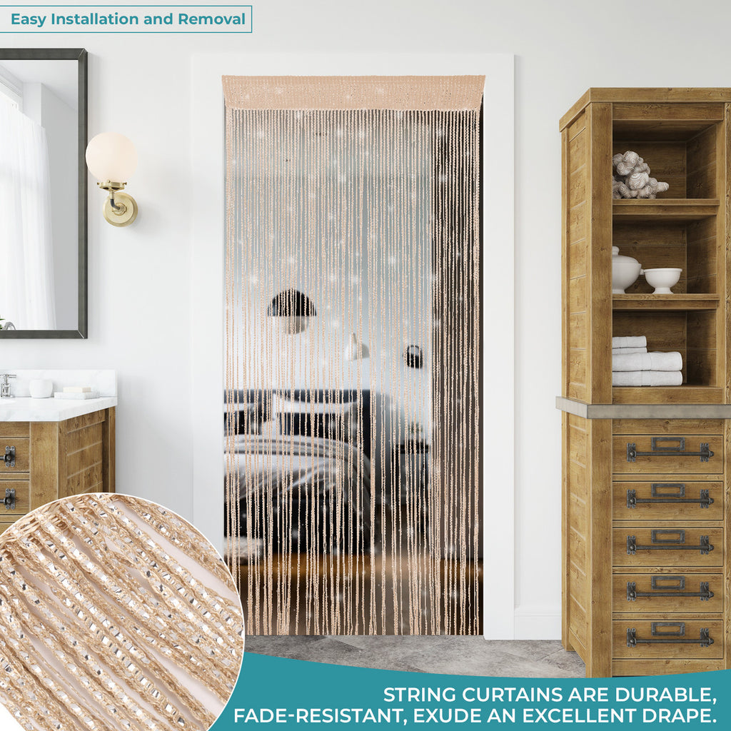 Shiny String Curtain Panel - Champagne