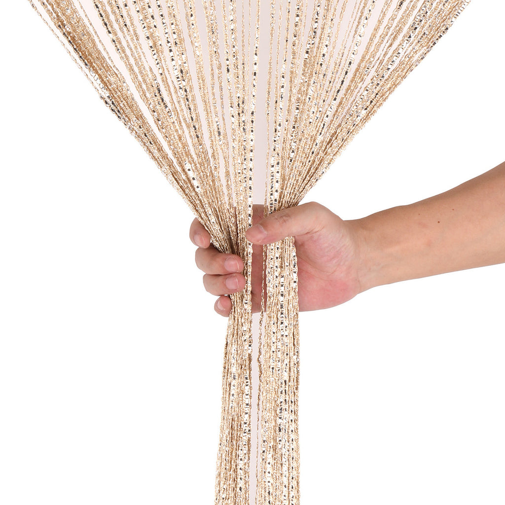 Shiny String Curtain Panel - Champagne