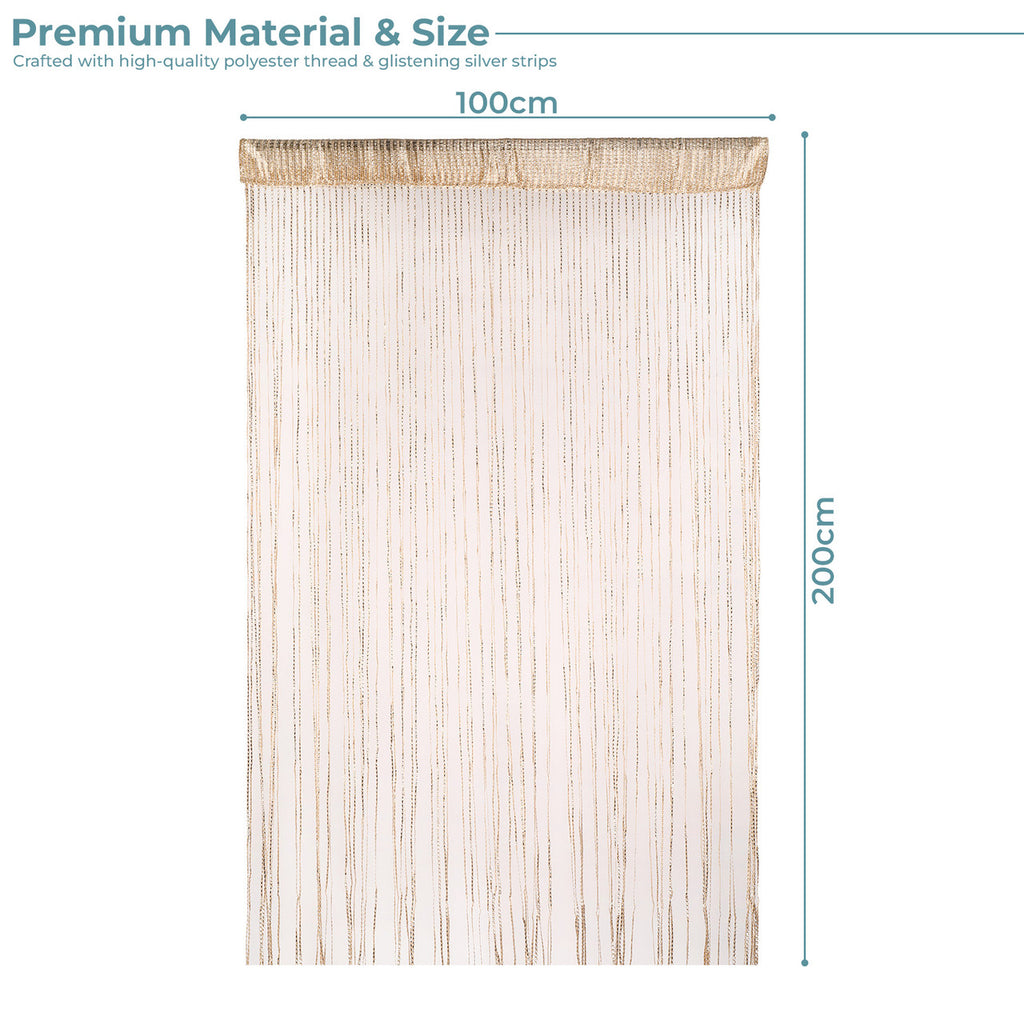 Shiny String Curtain Panel - Champagne
