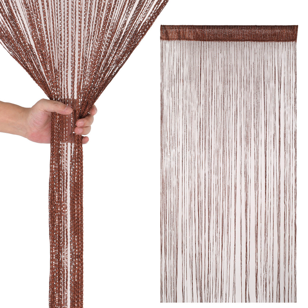 Shiny String Curtain Panel - Dark Burgundy