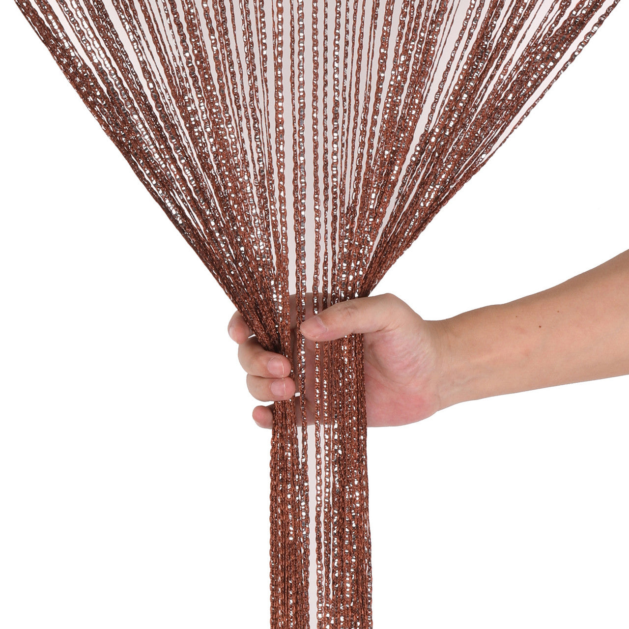 Shiny String Curtain Panel - Dark Burgundy