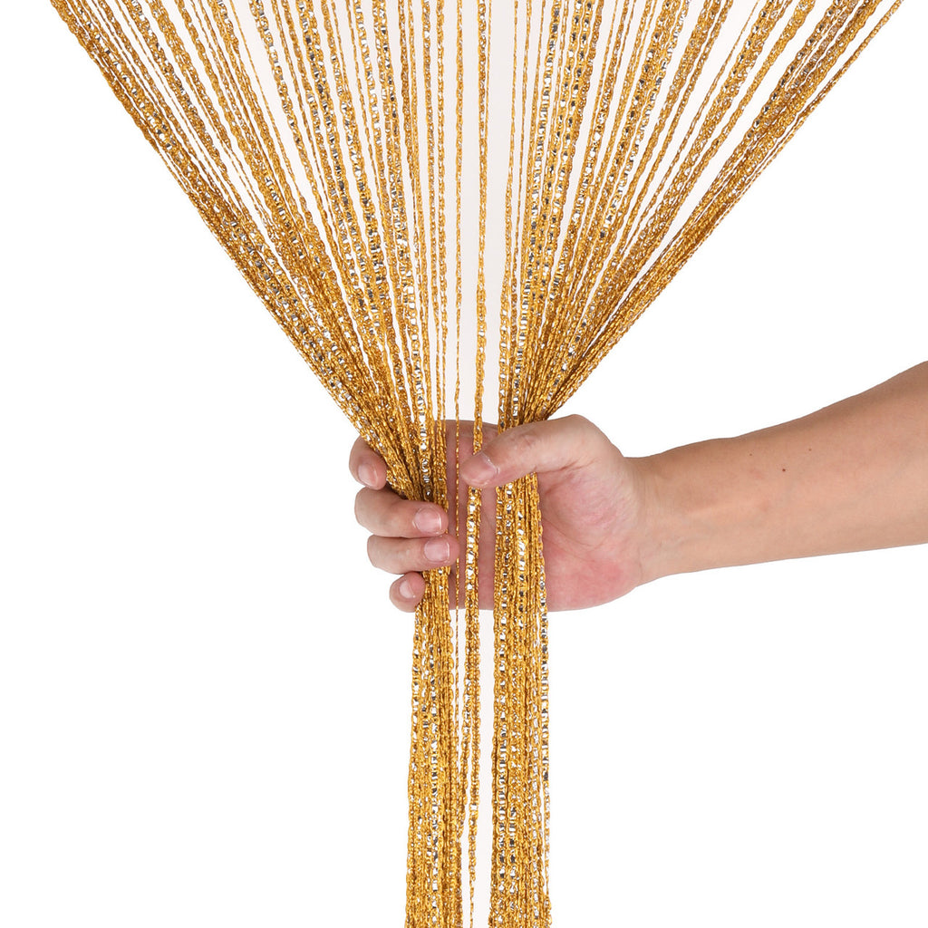 Shiny String Curtain Panel - Gold