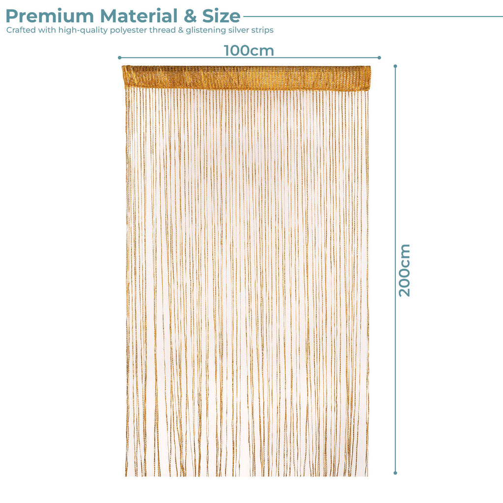 Shiny String Curtain Panel - Gold