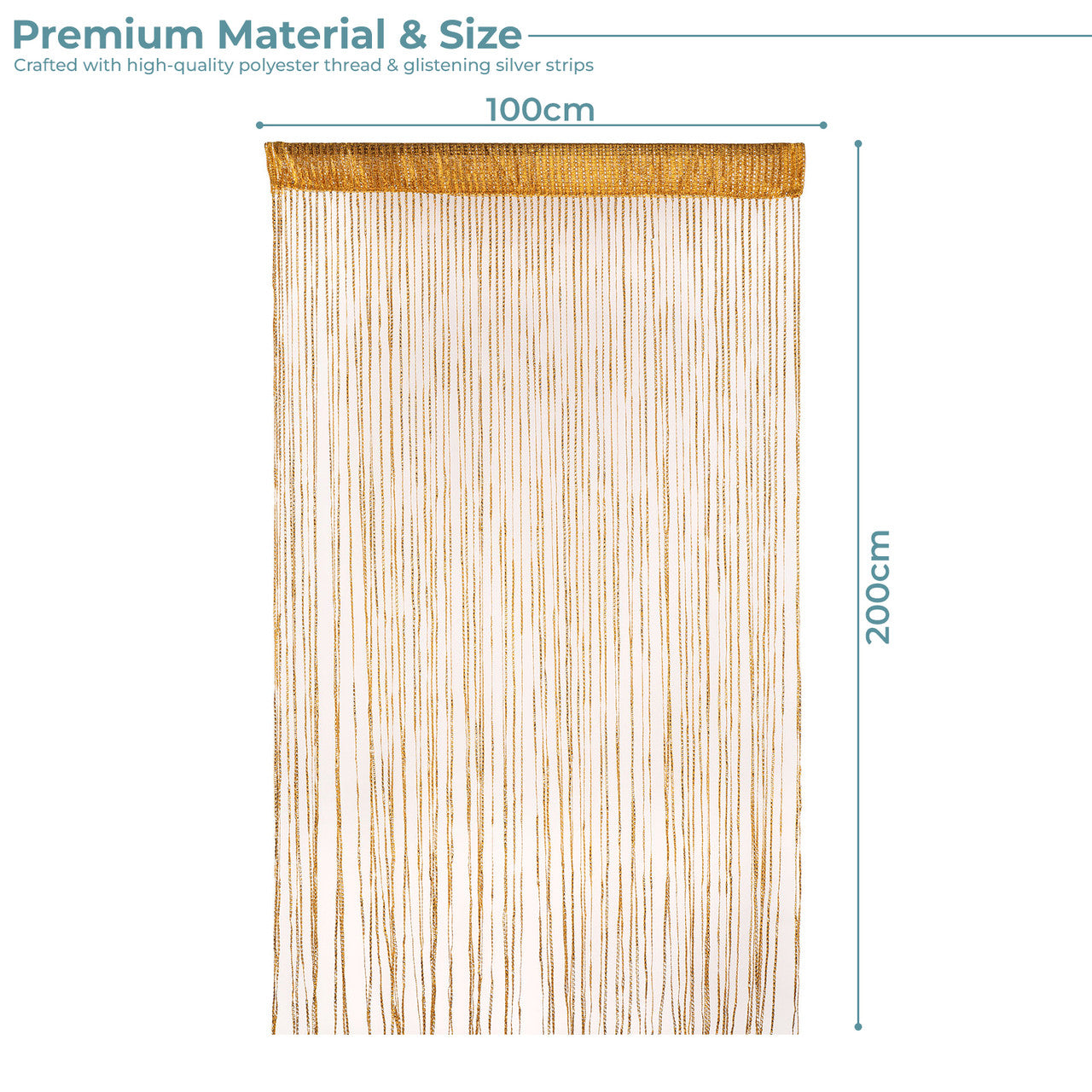 Shiny String Curtain Panel - Gold