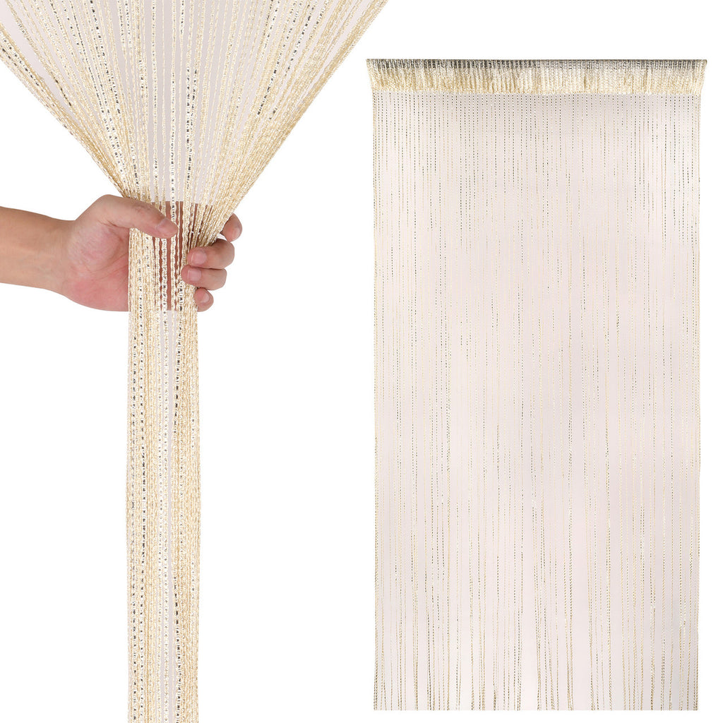 Shiny String Curtain Panel - Ivory