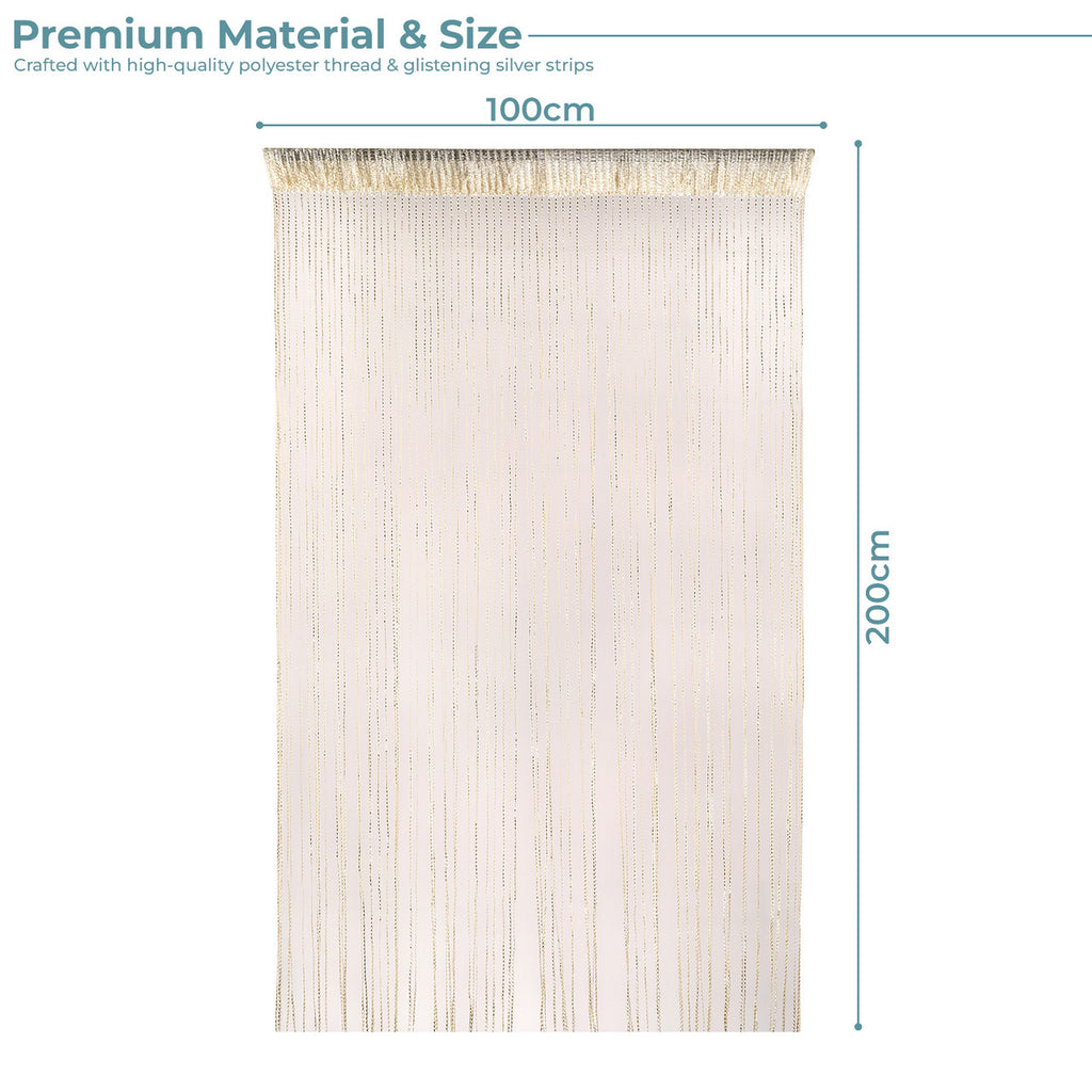 Shiny String Curtain Panel - Ivory