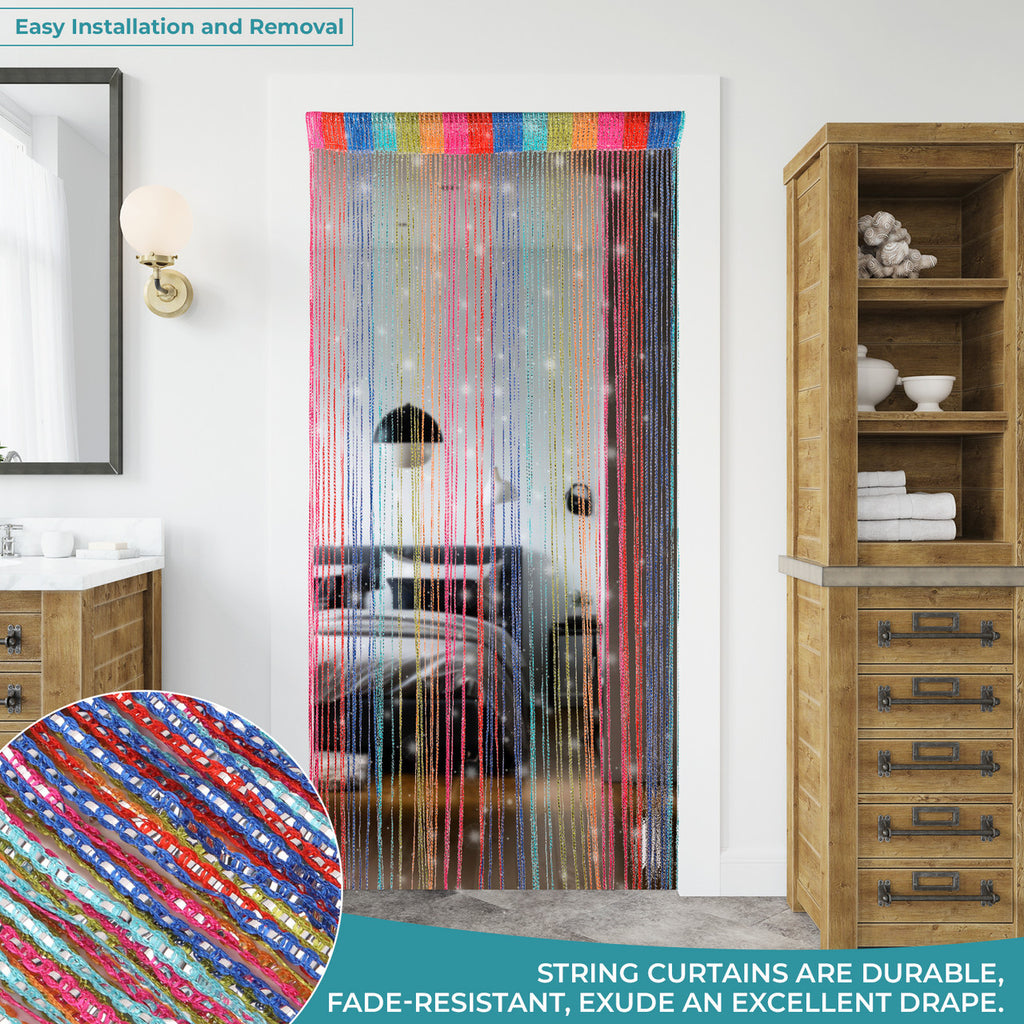 Shiny String Curtain Panel - Multicoloured