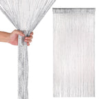 Shiny String Curtain Panel - Silver