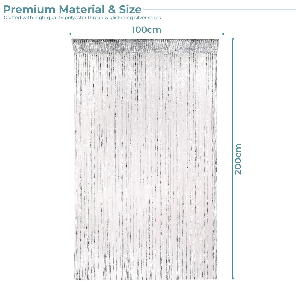 Shiny String Curtain Panel - Silver