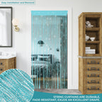Shiny String Curtain Panel - Turquoise