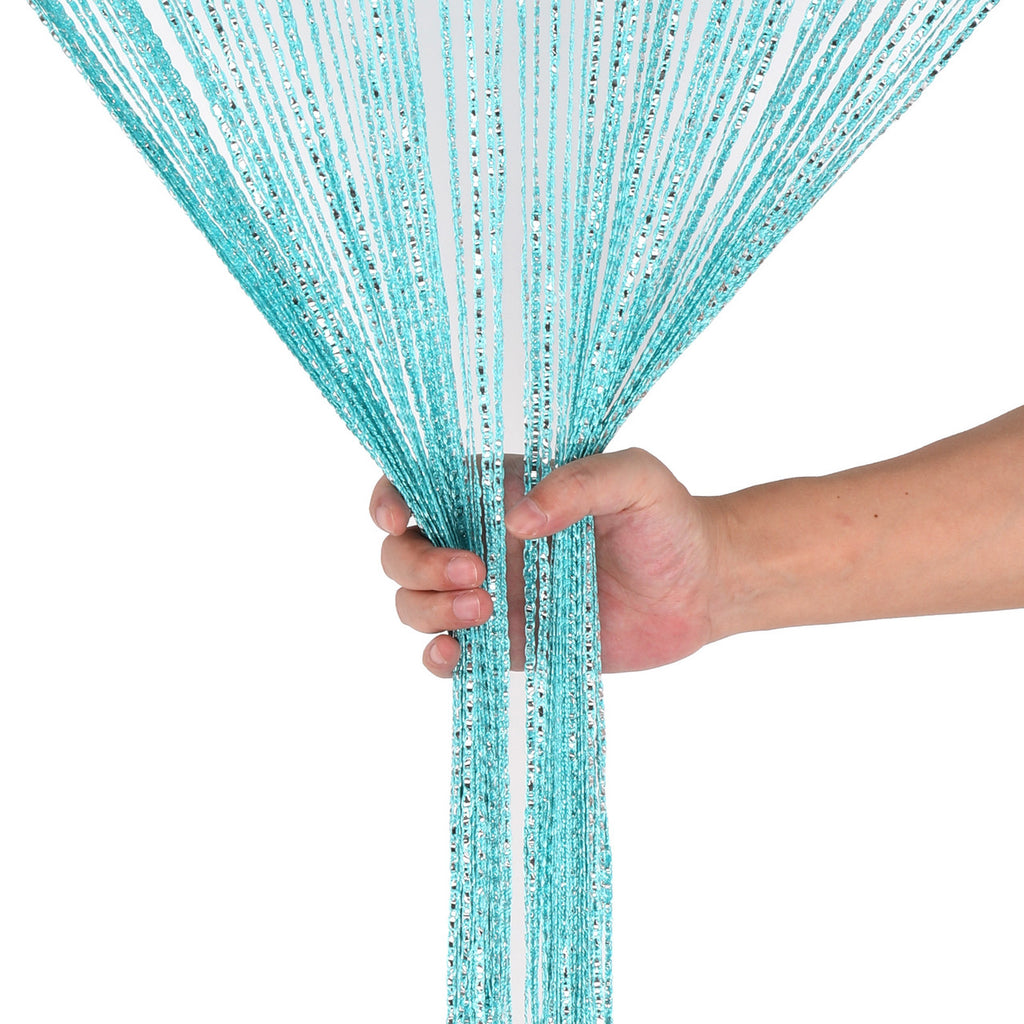 Shiny String Curtain Panel - Turquoise