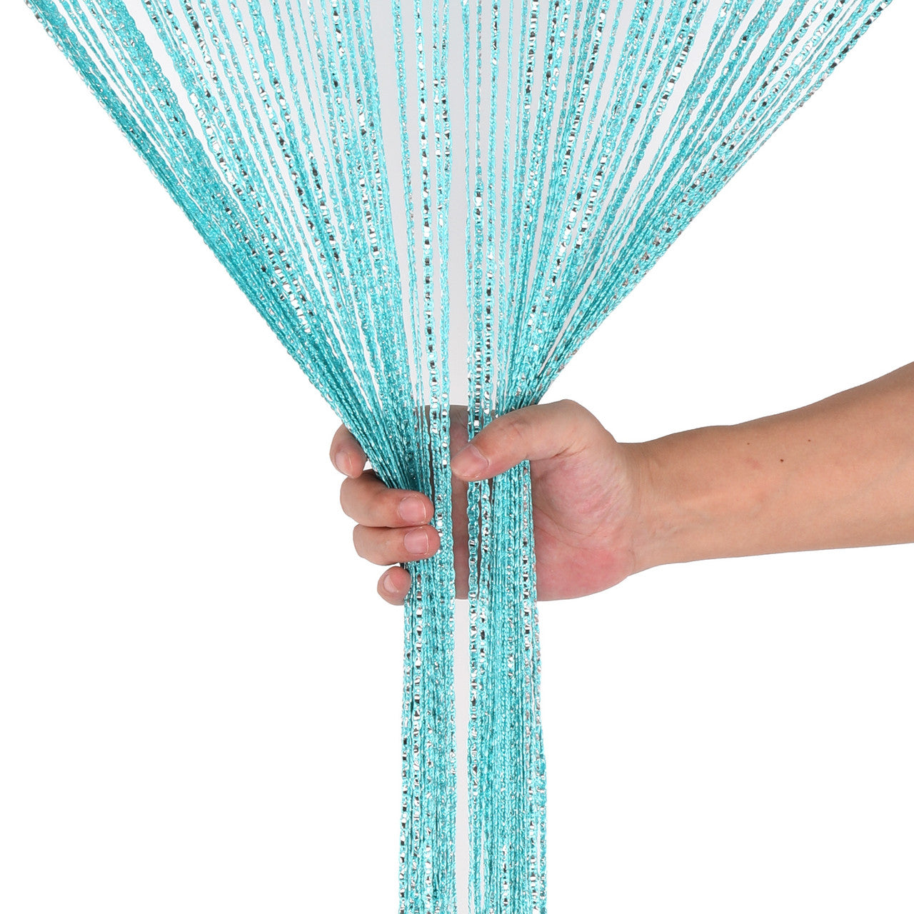 Shiny String Curtain Panel - Turquoise