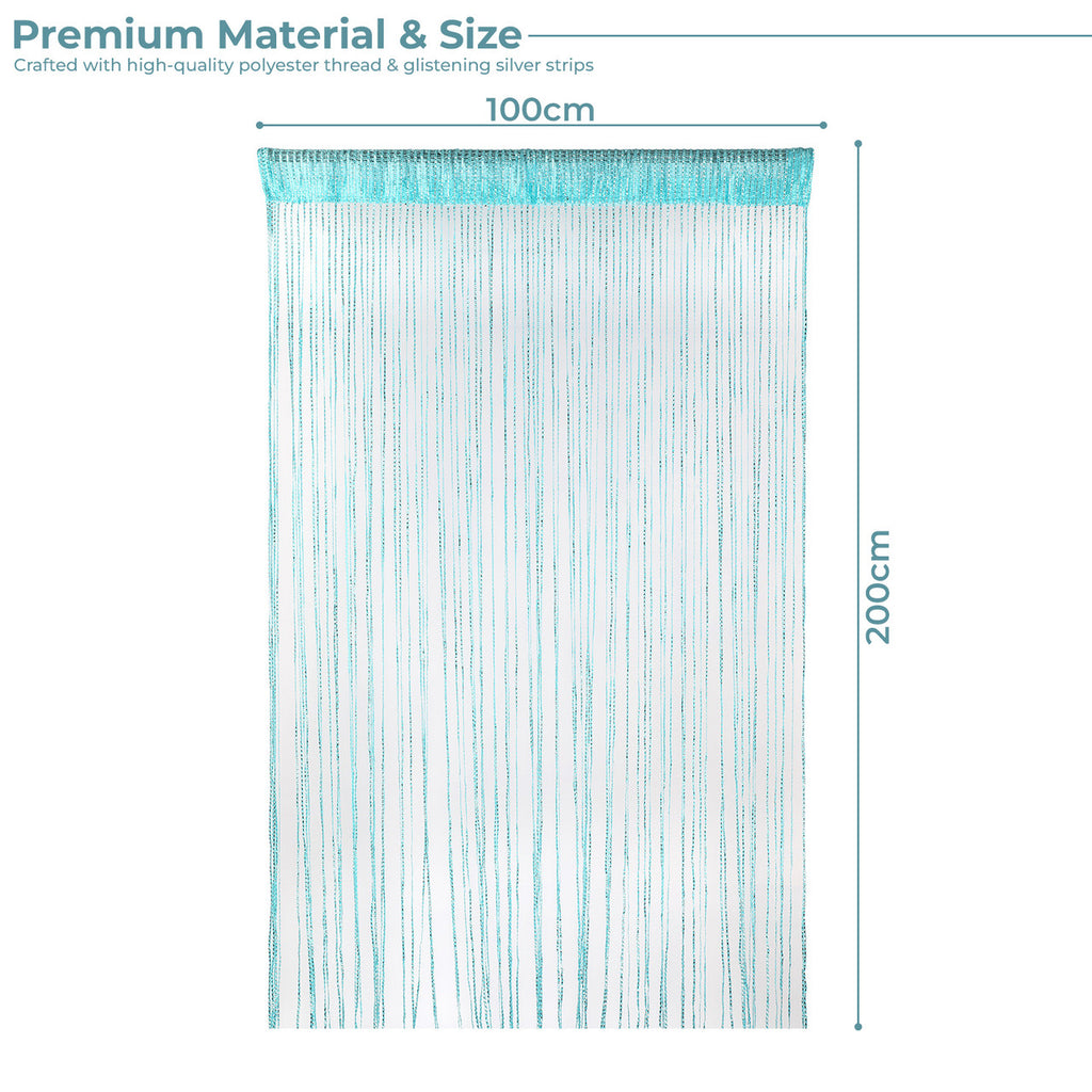 Shiny String Curtain Panel - Turquoise