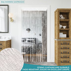 Shiny String Curtain Panel - White