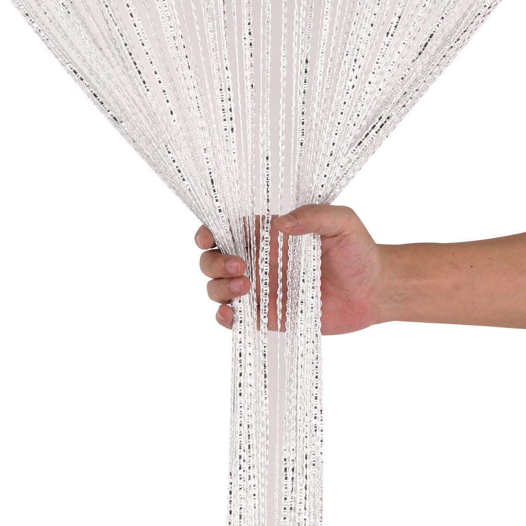 Shiny String Curtain Panel - White