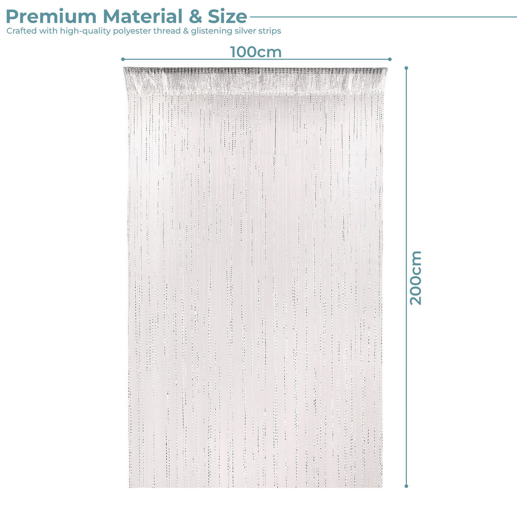 Shiny String Curtain Panel - White