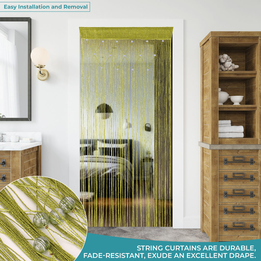 Beaded String Curtains - Apple Green