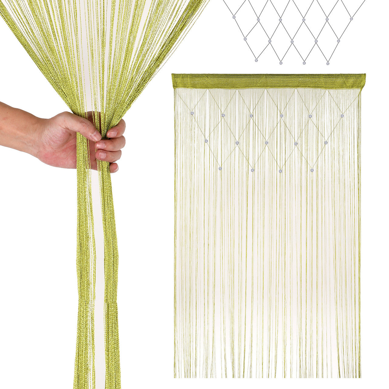 Beaded String Curtains - Apple Green