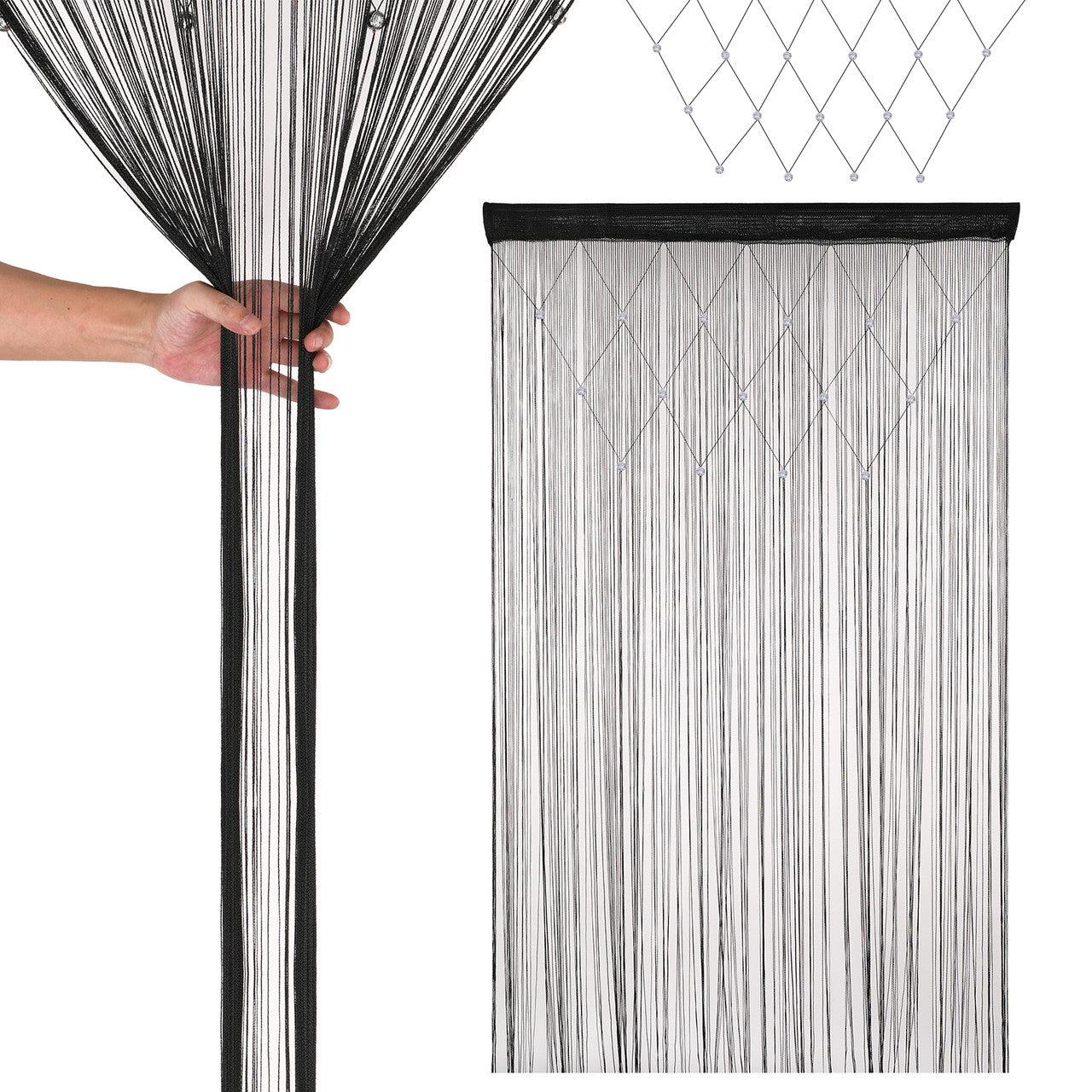Beaded String Curtains - Black