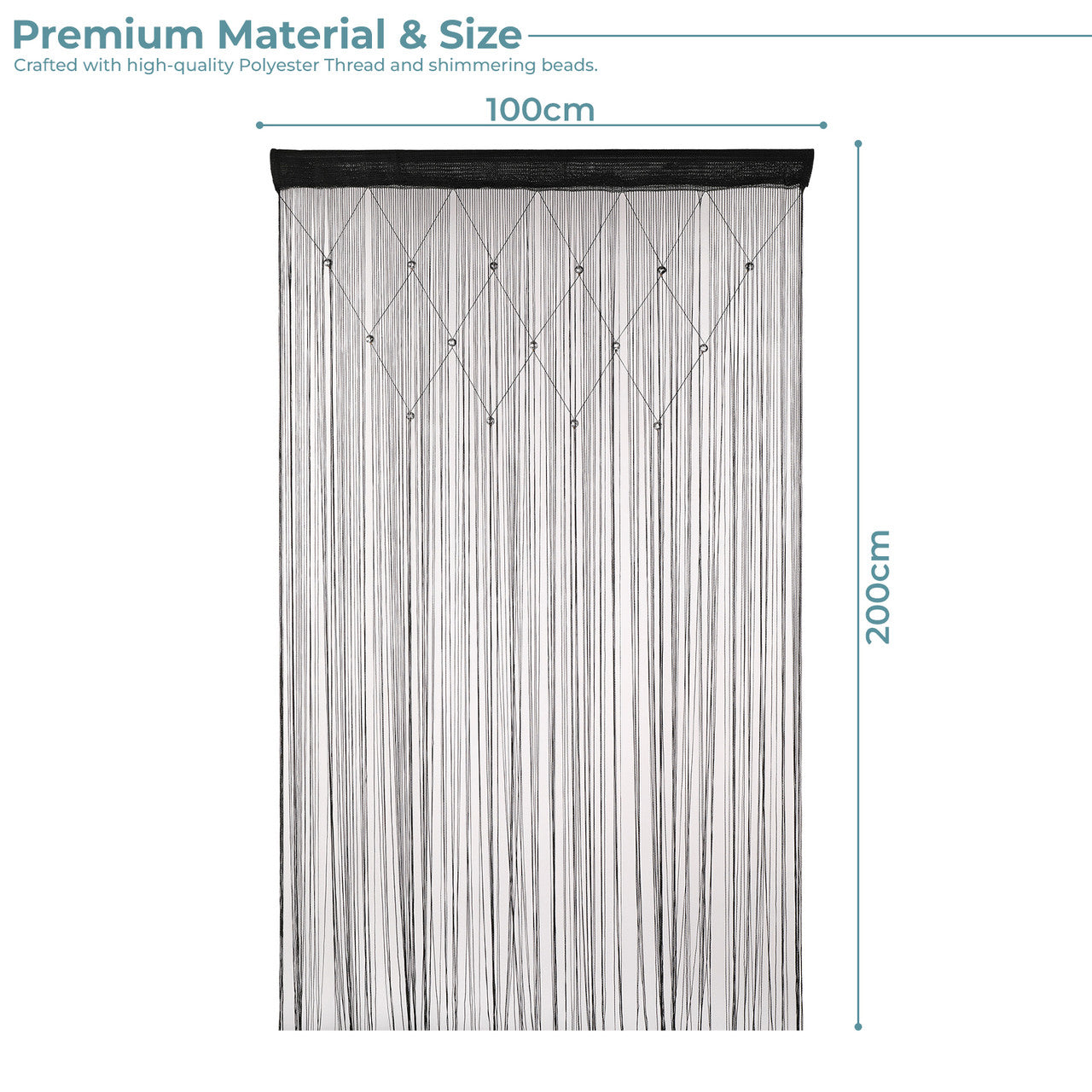 Beaded String Curtains - Black