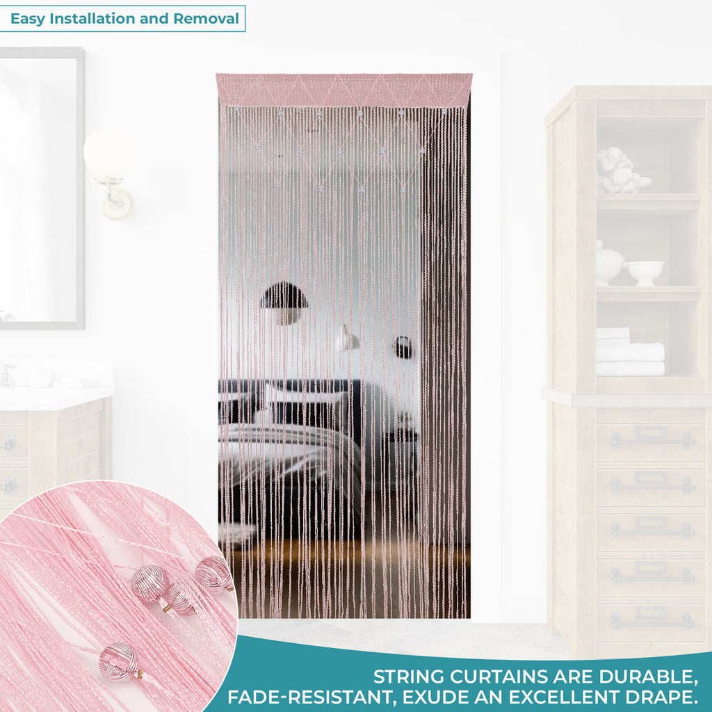 Beaded String Curtains - Baby Pink