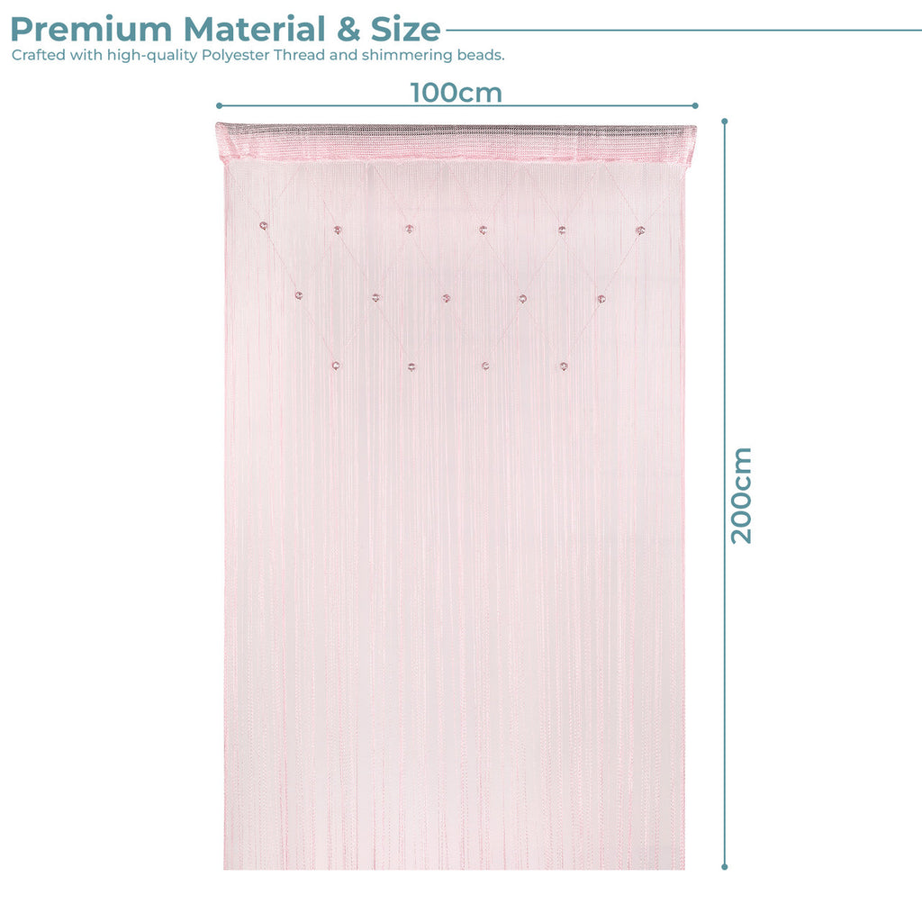 Beaded String Curtains - Baby Pink