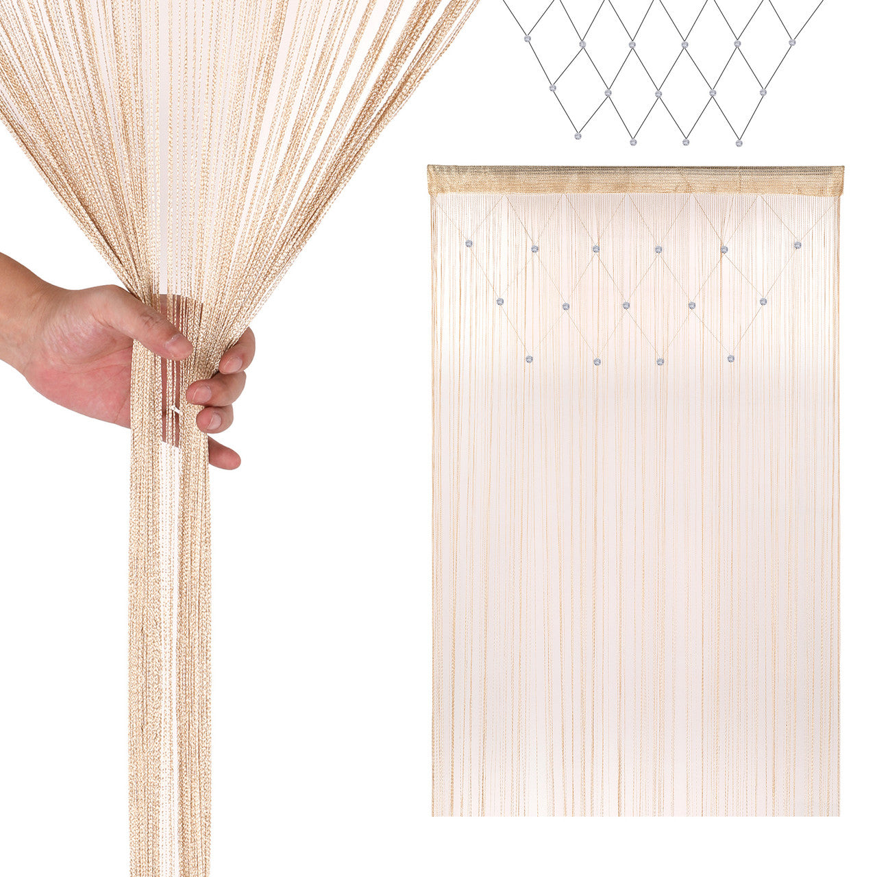 Beaded String Curtains -Champagne